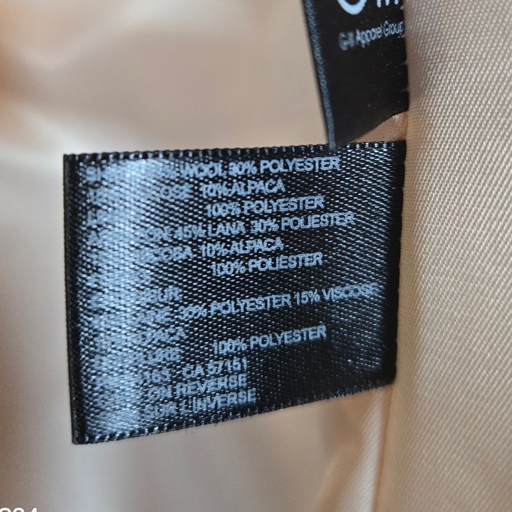 Cole Haan Womens Wool Alpaca Blend Coat Longline Collared Size L Beige - Picture 6 of 10